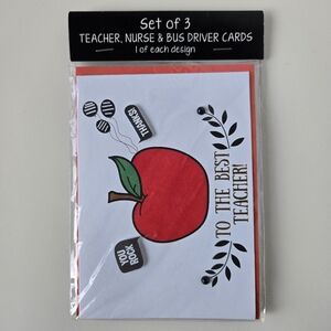 Set of 3 Teacher, Nurse & Bus Driver Cards | Appreciation Gift Cards